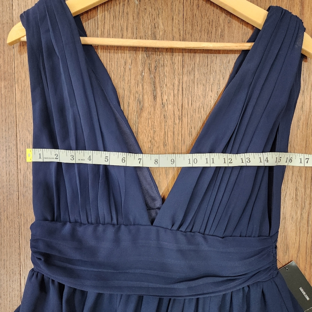 Lulu's Heavenly Hues Navy Blue Double V-Neck Maxi Dress, Size Large - Picture 10 of 14